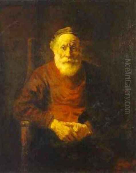 An Old Man In Red 1652 54 Oil Painting by Harmenszoon van Rijn Rembrandt