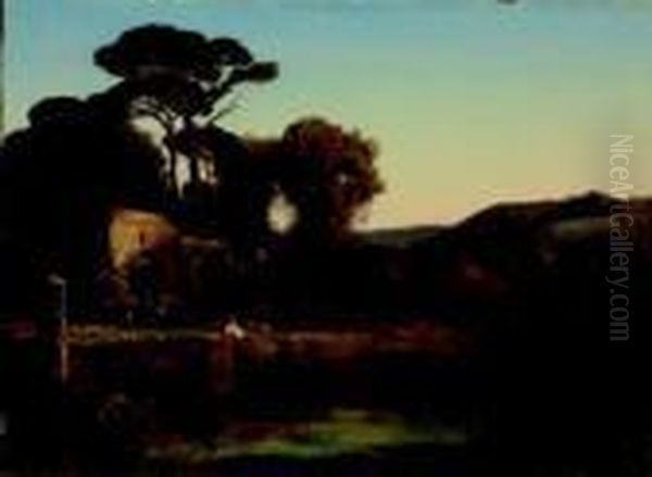 Paesaggio Con Rovine Antiche, Pastori E Gregge Oil Painting by Giuseppe Palizzi