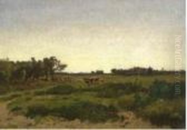 Veduta Di Campagna Con Pastori Oil Painting by Giuseppe Palizzi