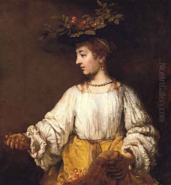 Flora probably early 1650s Oil Painting by Harmenszoon van Rijn Rembrandt