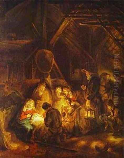 Adoration Of The Shepherds 1646 Oil Painting by Harmenszoon van Rijn Rembrandt