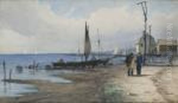 Hamnvy I Blekinge Oil Painting by Anna Palm De Rosa