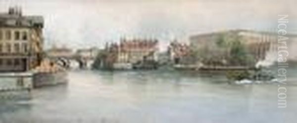 Helgeandsholmen Och Rosenbad. Stockholm Oil Painting by Anna Palm De Rosa