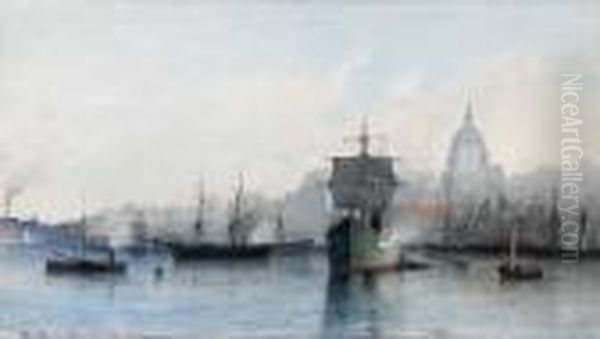 Stockholm Fran Slussen Oil Painting by Anna Palm De Rosa