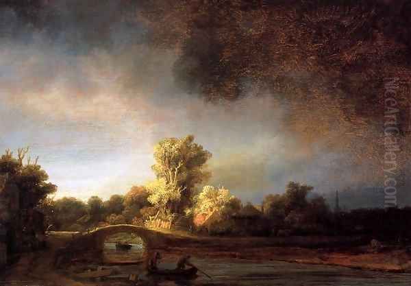 Landscape with a Stone Bridge 1638 Oil Painting by Harmenszoon van Rijn Rembrandt