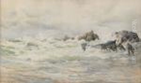 Fiskare Pa Bretagnes Kust Oil Painting by Anna Palm De Rosa