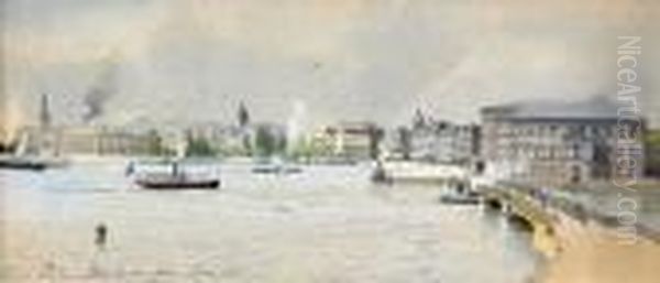 Stockholm Fran Skeppsholmen Oil Painting by Anna Palm De Rosa