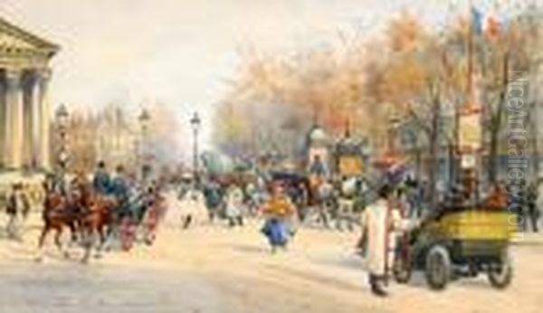 Paris - Boulevard Capucincs Oil Painting by Anna Palm De Rosa