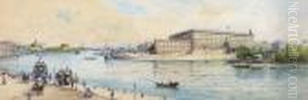 Vy Mot Stockholms Slott Oil Painting by Anna Palm De Rosa