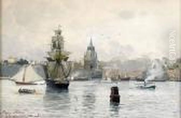 Stockholm Fran Skeppsholmen Oil Painting by Anna Palm De Rosa