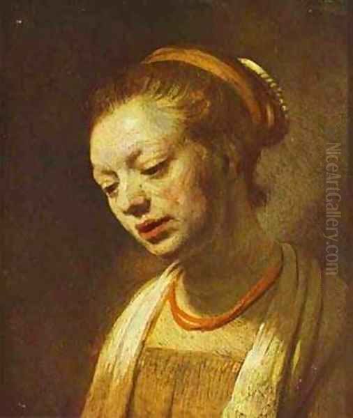 Portrait Of A Young Girl 1645 Oil Painting by Harmenszoon van Rijn Rembrandt