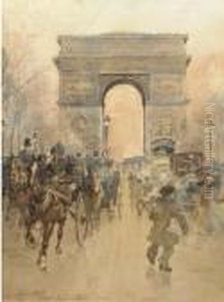 Champs Elysee, Paris Oil Painting by Anna Palm De Rosa