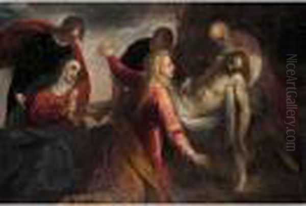 Compianto Oil Painting by Acopo D'Antonio Negretti (see Palma Giovane)