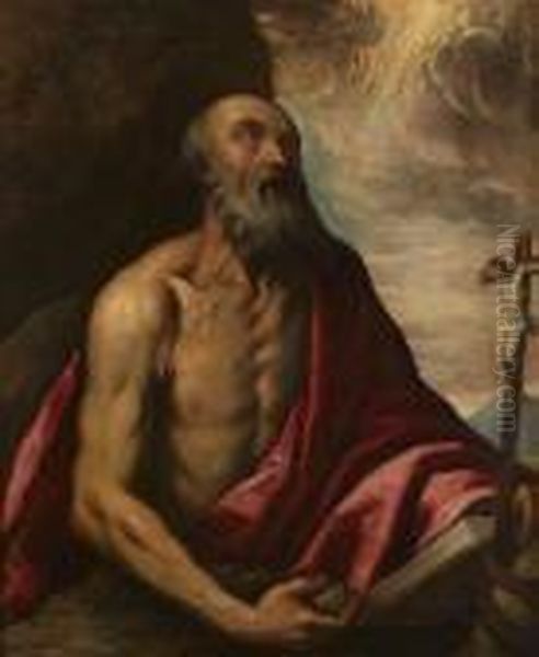 The Penitent Saint Jerome Oil Painting by Acopo D'Antonio Negretti (see Palma Giovane)