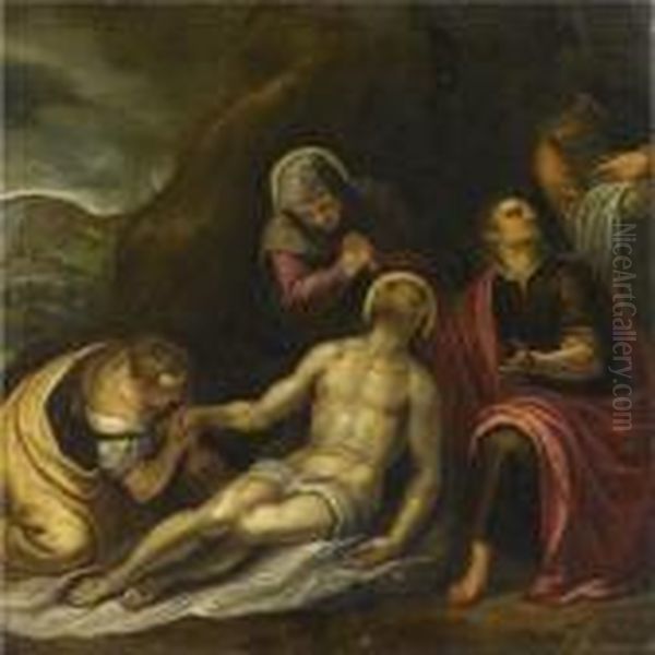 Pieta Oil Painting by Acopo D'Antonio Negretti (see Palma Giovane)