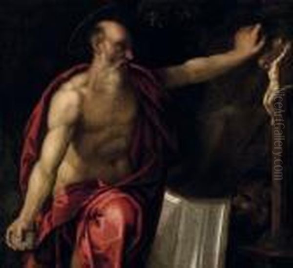 Derbusende Heilige Hieronymus Oil Painting by Acopo D'Antonio Negretti (see Palma Giovane)