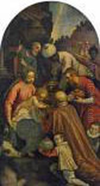 Anbetung Der Konige Oil Painting by Acopo D'Antonio Negretti (see Palma Giovane)