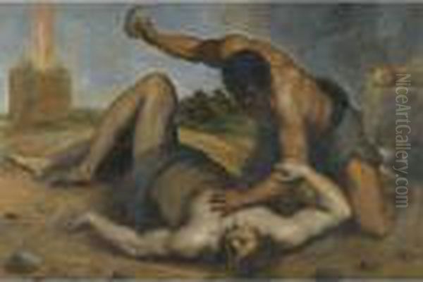 Cain Slaying Abel Oil Painting by Acopo D'Antonio Negretti (see Palma Giovane)