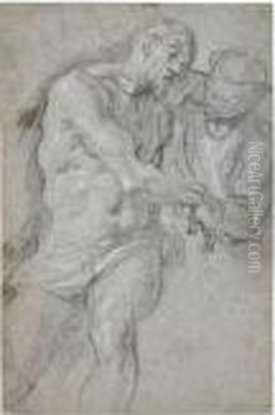 Study Of The Dead Christ Supported By Anotherfigure Oil Painting by Acopo D'Antonio Negretti (see Palma Giovane)