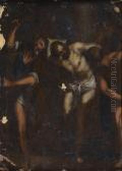 La Flagellation Oil Painting by Acopo D'Antonio Negretti (see Palma Giovane)