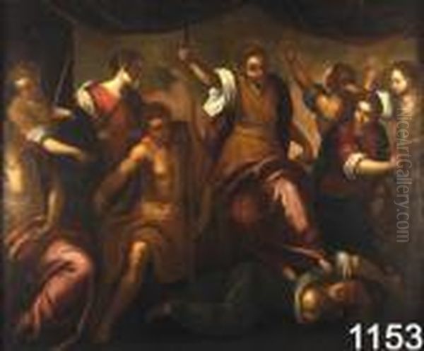 Il Trionfo Del Diritto Oil Painting by Acopo D'Antonio Negretti (see Palma Giovane)