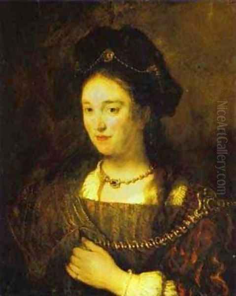 The Artists Wife Saskia 1643 Oil Painting by Harmenszoon van Rijn Rembrandt