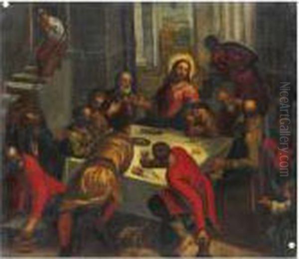 Ultima Cena Oil Painting by Acopo D'Antonio Negretti (see Palma Giovane)