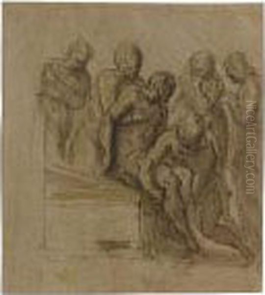 The Entombment Oil Painting by Acopo D'Antonio Negretti (see Palma Giovane)