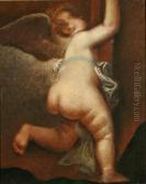 Putto Oil Painting by Acopo D'Antonio Negretti (see Palma Giovane)