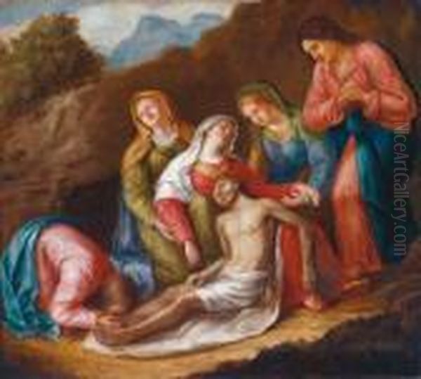 Il Compianto Su Cristo Morto Oil Painting by Acopo D'Antonio Negretti (see Palma Giovane)