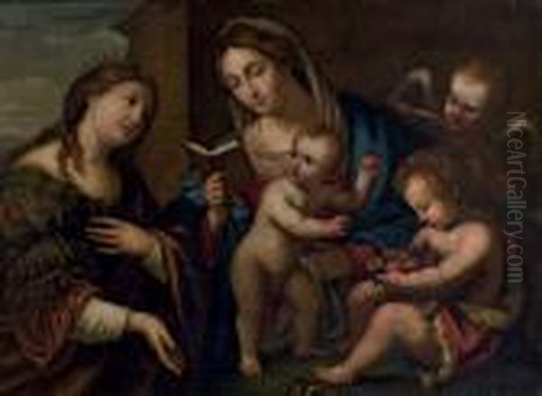 Madonna Mit Kind Und Einer Heiligen Oil Painting by Acopo D'Antonio Negretti (see Palma Giovane)