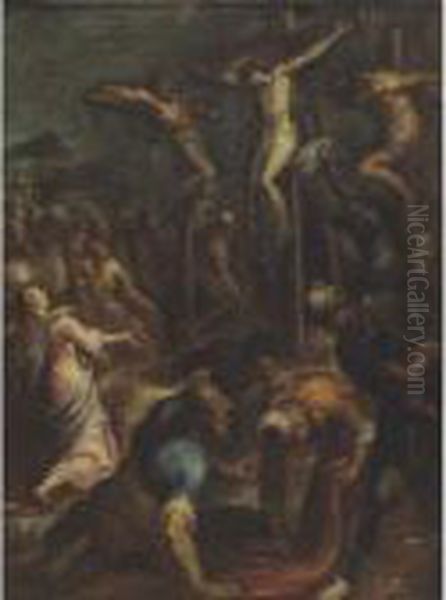 Crucifixion Oil Painting by Acopo D'Antonio Negretti (see Palma Giovane)