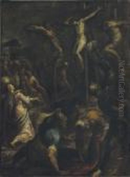 Crocefissione Oil Painting by Acopo D'Antonio Negretti (see Palma Giovane)