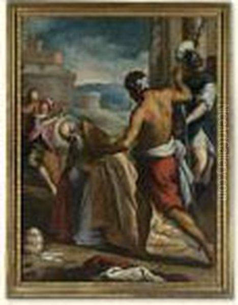 The Martyrdom Of Pope Sixtus Oil Painting by Acopo D'Antonio Negretti (see Palma Giovane)