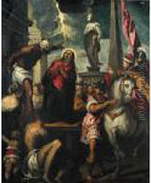 The Martyrdom Of Saint Giustina Oil Painting by Acopo D'Antonio Negretti (see Palma Giovane)