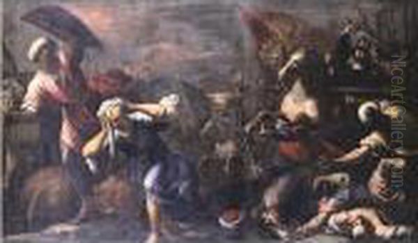 Tommaso Mocenigo Leading The Venetian Army Against The Turks Oil Painting by Acopo D'Antonio Negretti (see Palma Giovane)