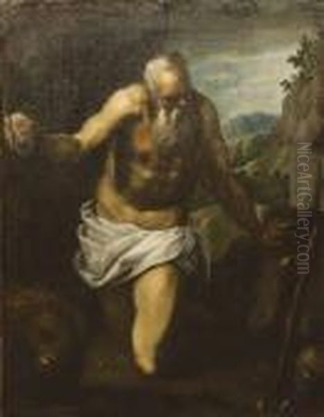 San Gerolamo Penitente Oil Painting by Acopo D'Antonio Negretti (see Palma Giovane)