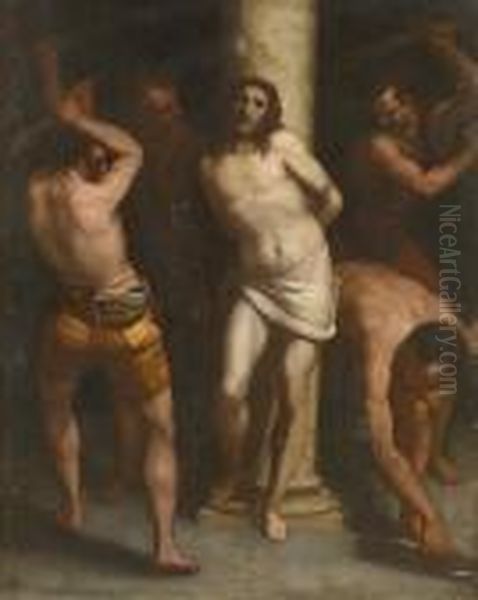 The Flagellation Oil Painting by Acopo D'Antonio Negretti (see Palma Giovane)