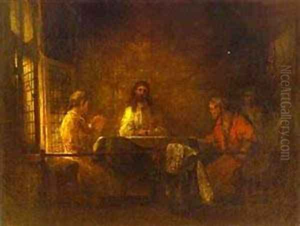 The Pilgrims At Emmaus Oil Painting by Harmenszoon van Rijn Rembrandt