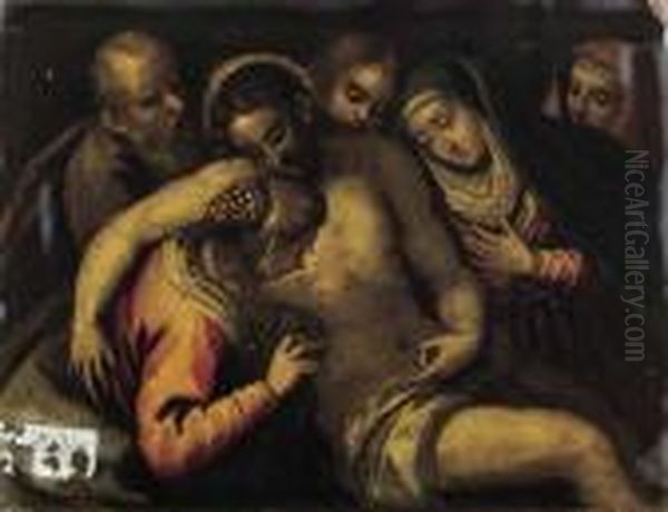 Deposizione Oil Painting by Acopo D'Antonio Negretti (see Palma Giovane)