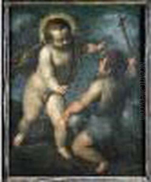 L'enfant Jesus Et Saint Jean-baptiste Oil Painting by Acopo D'Antonio Negretti (see Palma Giovane)