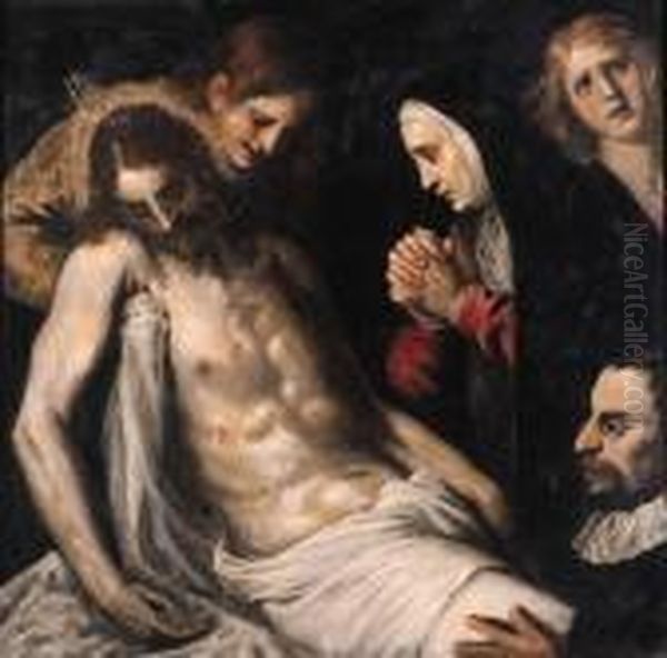 The Lamentation Oil Painting by Acopo D'Antonio Negretti (see Palma Giovane)