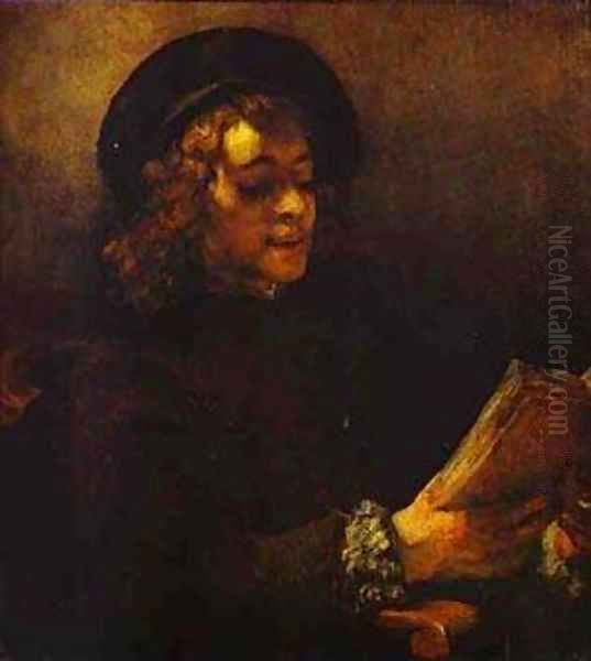 Portrait Of Titus Reading 1656-57 Oil Painting by Harmenszoon van Rijn Rembrandt