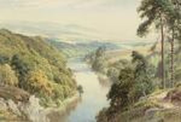 A River Landscape Oil Painting by Harry Sutton Palmer