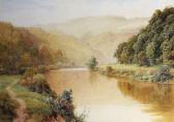 A Summer River Landscape Oil Painting by Harry Sutton Palmer