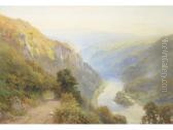 Symonds Yat On The River Wye Oil Painting by Harry Sutton Palmer