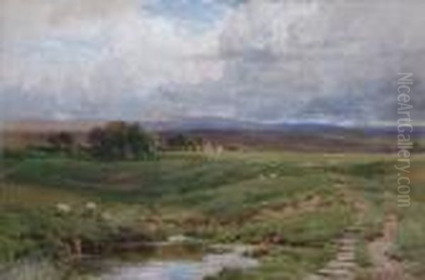 Landscape With Sheep. Oil Painting by Harry Sutton Palmer