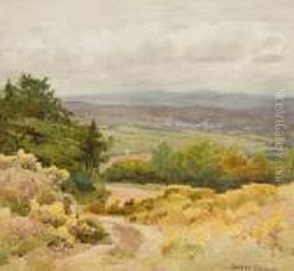 Landscape With Hills Beyond Signed Oil Painting by Harry Sutton Palmer