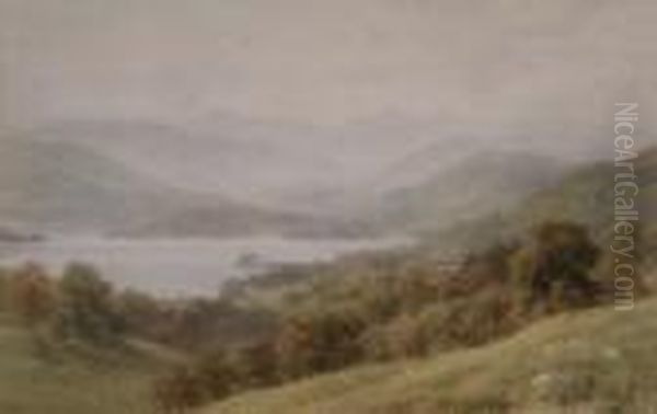 'windermere Above Lowood' Signed 15.5 X 24.5in Oil Painting by Harry Sutton Palmer