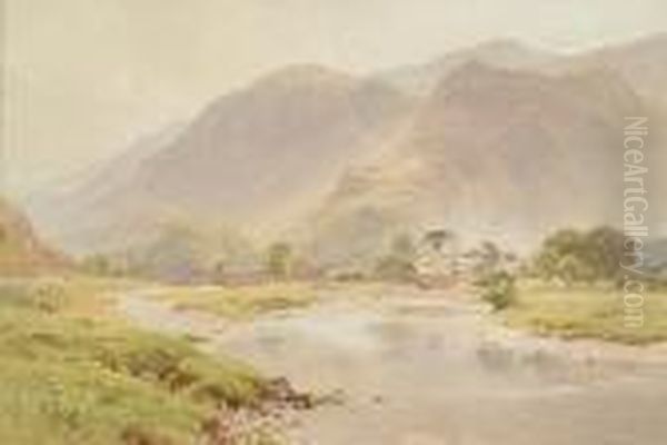 River Derwent At Grange In Borrowdale Oil Painting by Harry Sutton Palmer